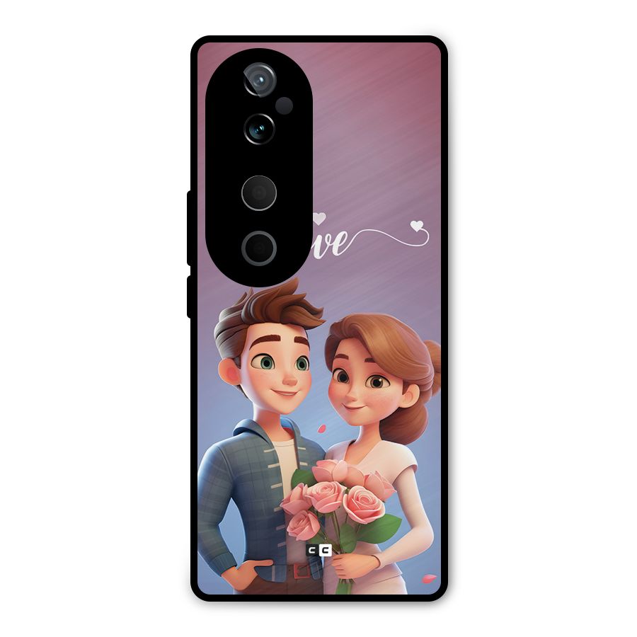 Couple With Flower Metal Back Case for Vivo T3 Ultra