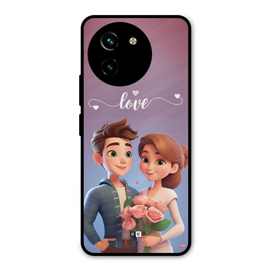 Couple With Flower Metal Back Case for Vivo T3x