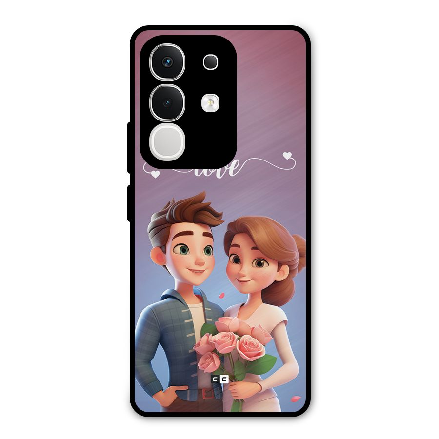 Couple With Flower Metal Back Case for Vivo T4x