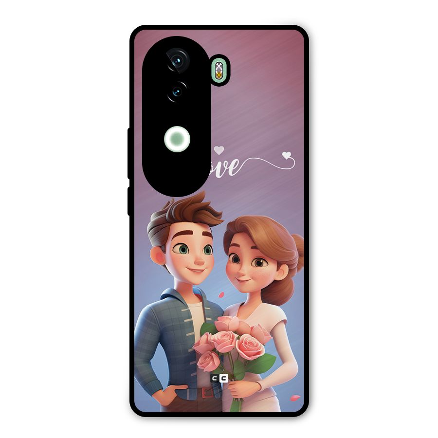 Couple With Flower Metal Back Case for iQOO Z9s