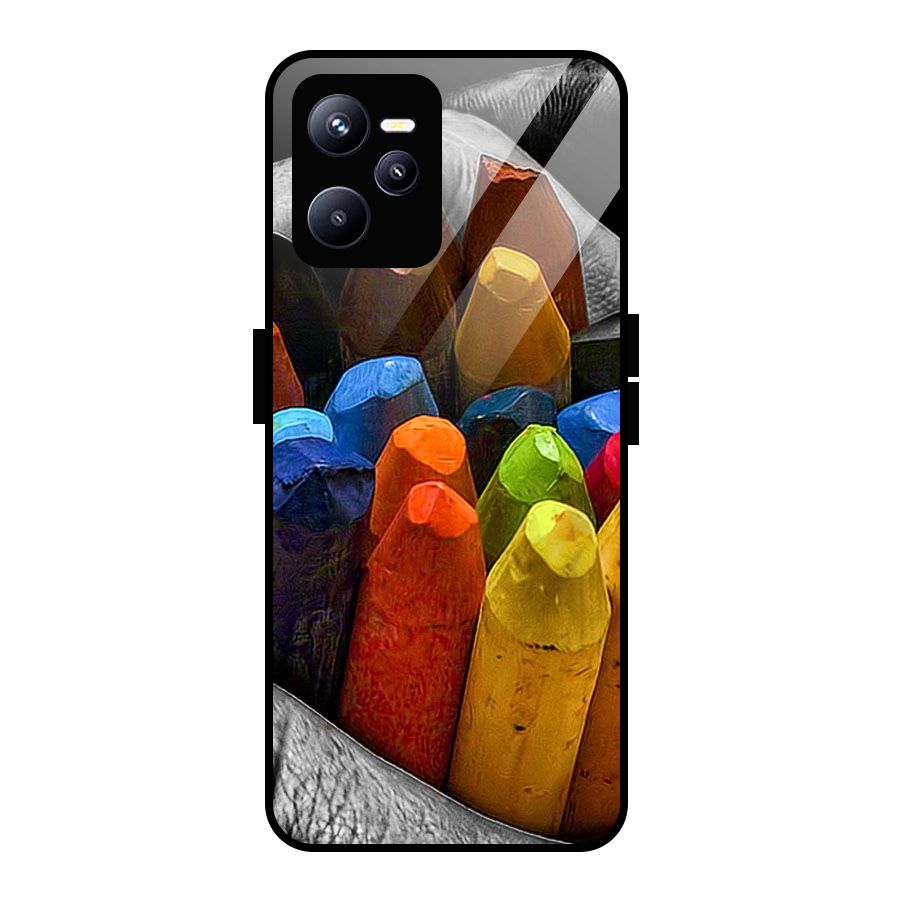 Crayons Beautiful Glass Back Case for Realme C35