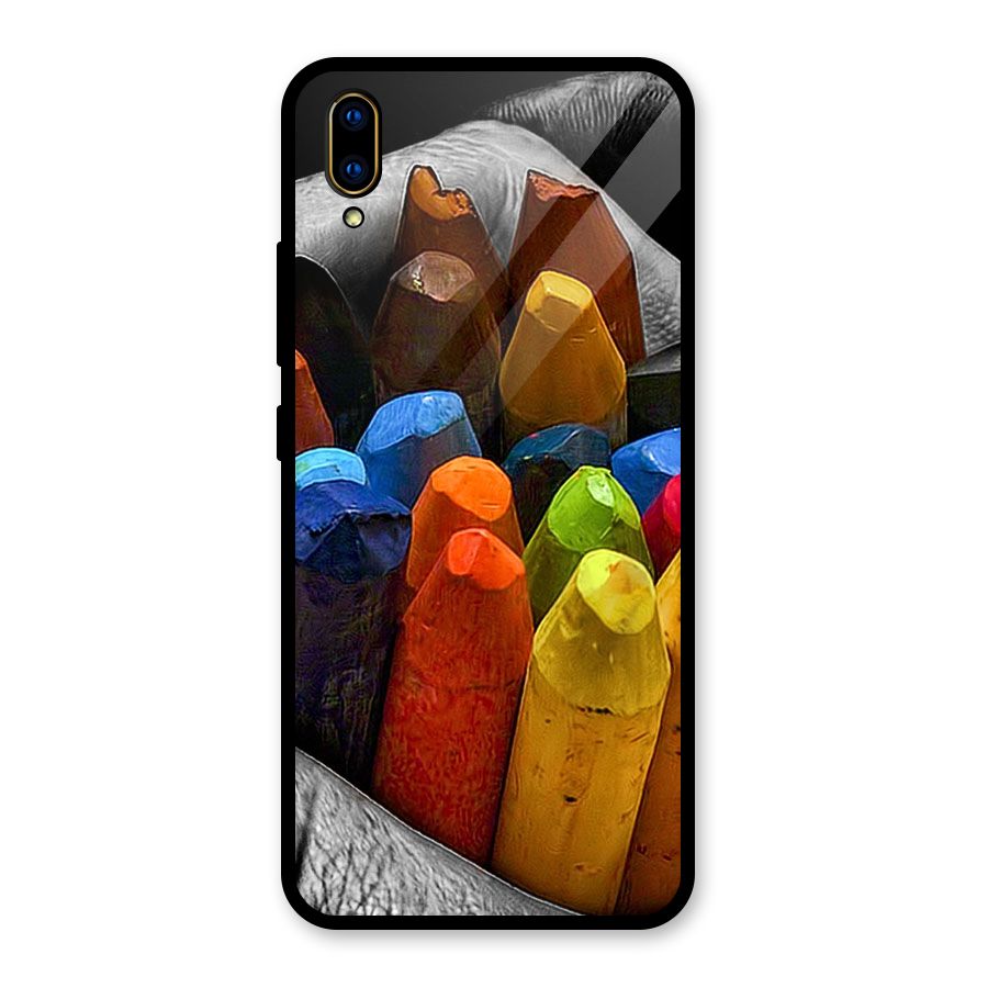 Crayons Beautiful Glass Back Case for Vivo V11 Pro