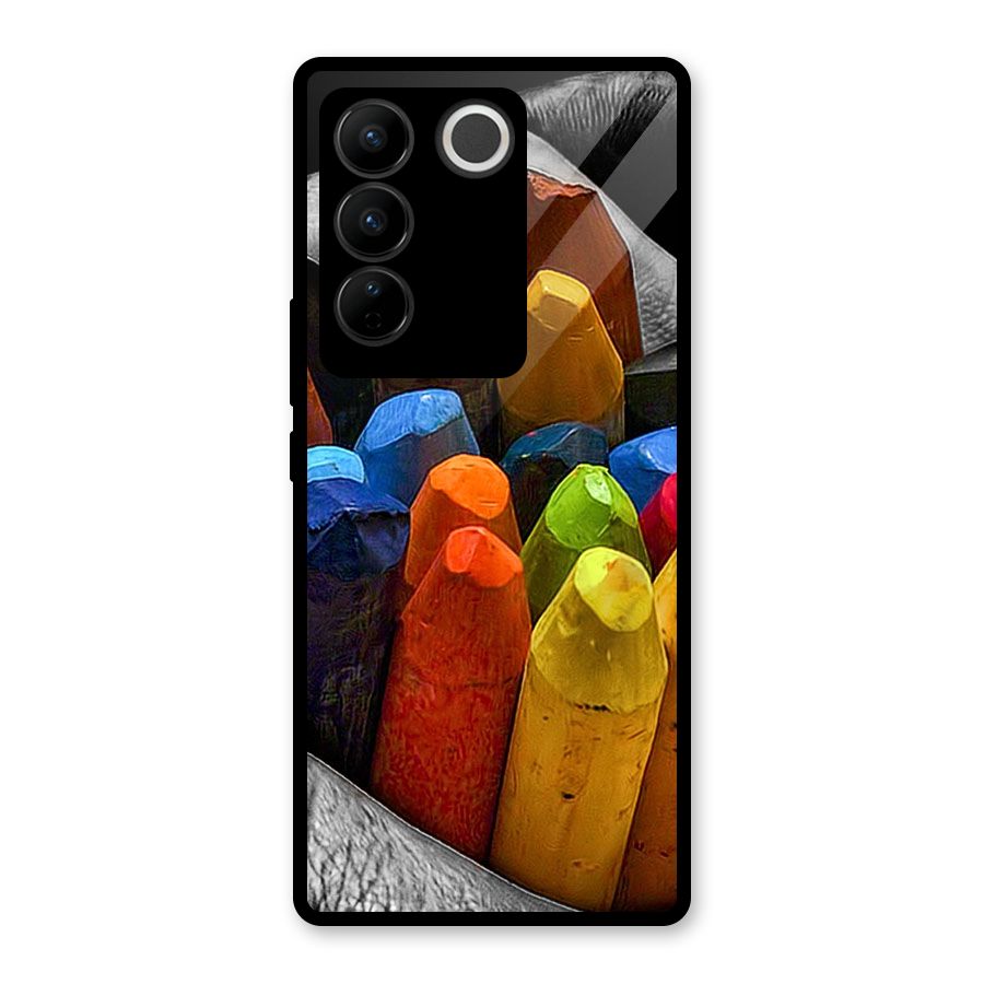 Crayons Beautiful Glass Back Case for Vivo V27