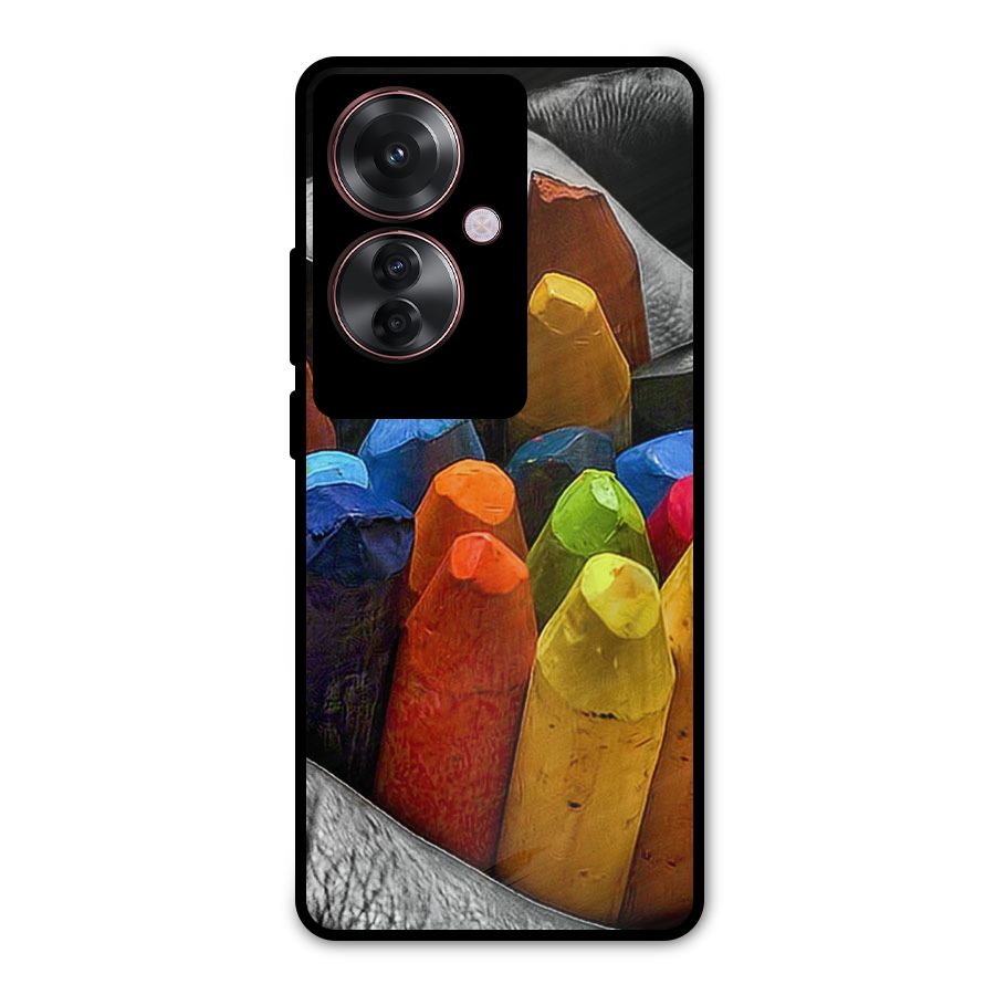 Crayons Beautiful Metal Back Case for Oppo F25 Pro