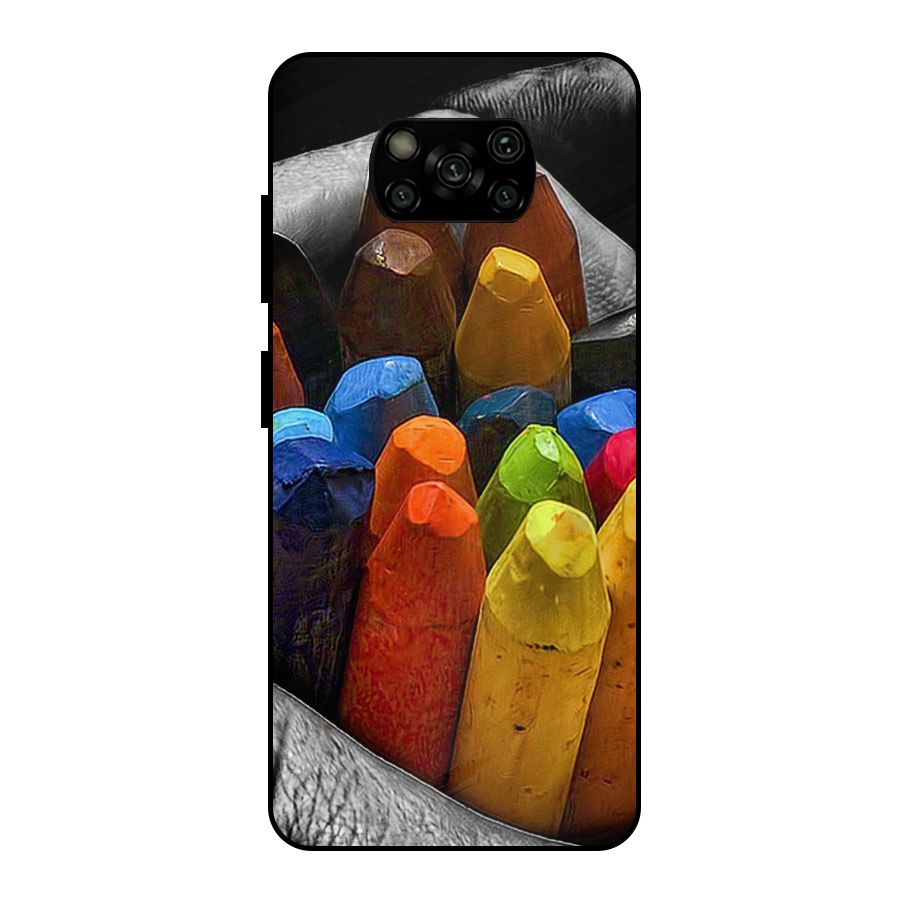 Crayons Beautiful Metal Back Case for Poco X3