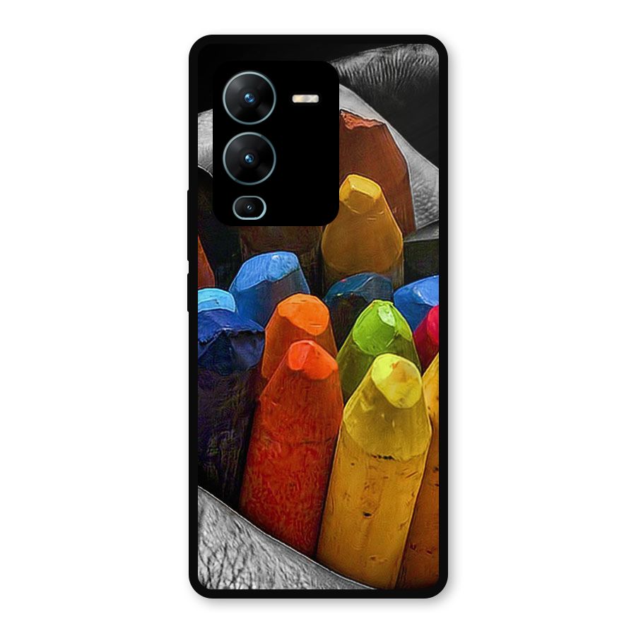 Crayons Beautiful Metal Back Case for Vivo V25 Pro