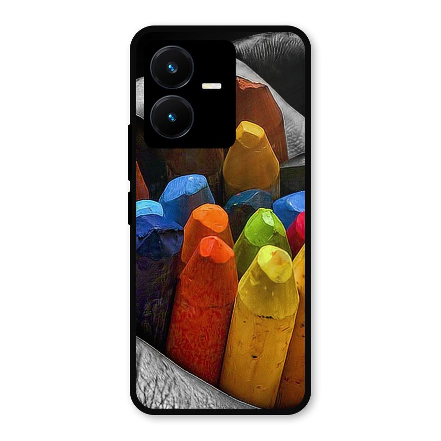 Crayons Beautiful Metal Back Case for Vivo Y22