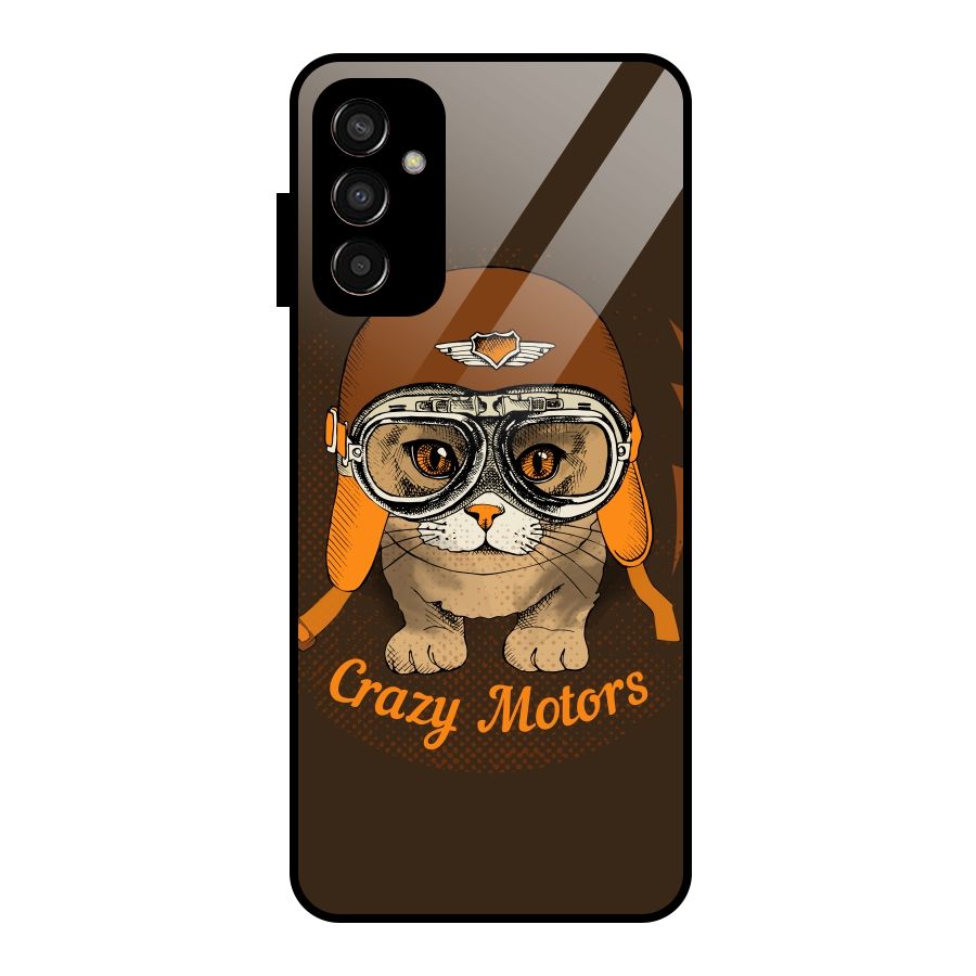 Crazy cat Glass Back Case for Galaxy F13