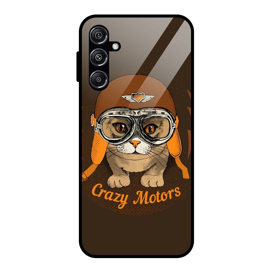 Crazy cat Glass Back Case for Galaxy M34 5G