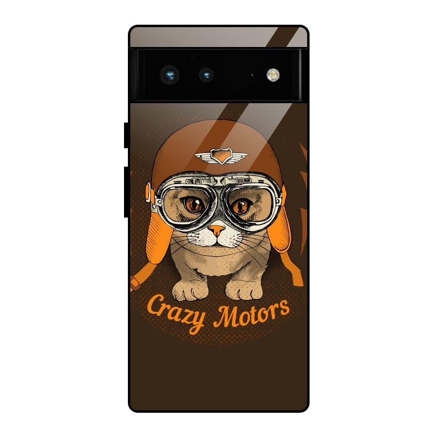Crazy cat Glass Back Case for Google Pixel 6