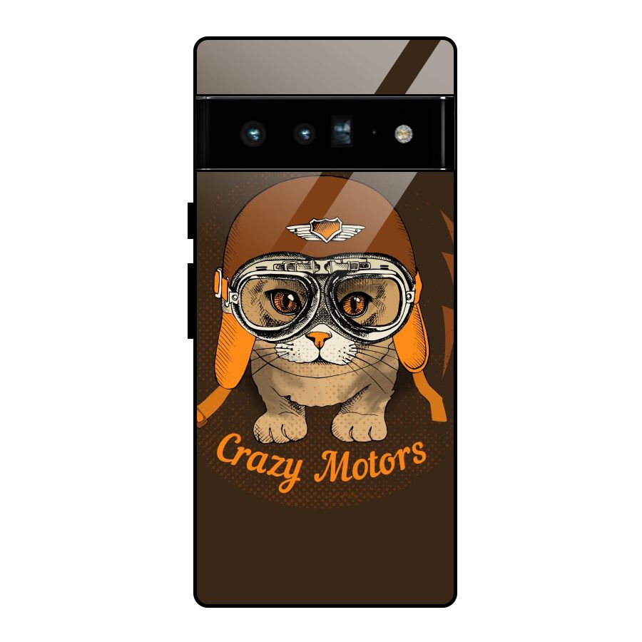 Crazy cat Glass Back Case for Google Pixel 6 Pro