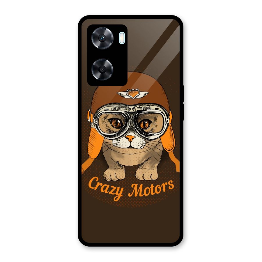 Crazy cat Glass Back Case for Oppo A77s