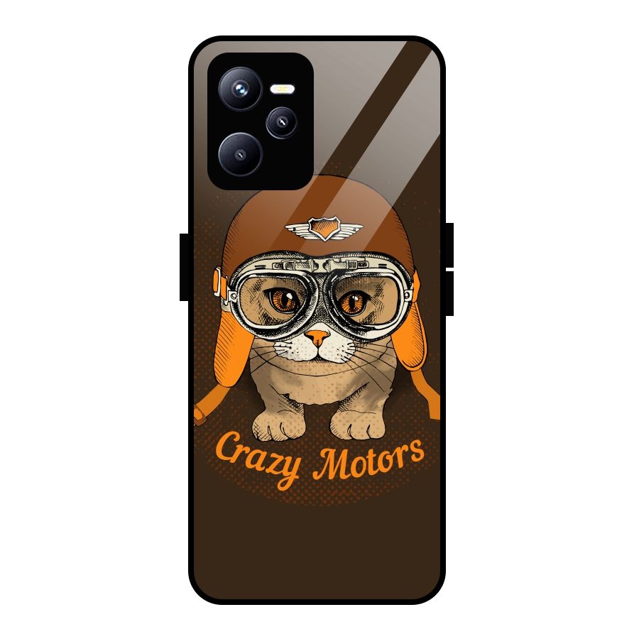 Crazy cat Glass Back Case for Realme C35