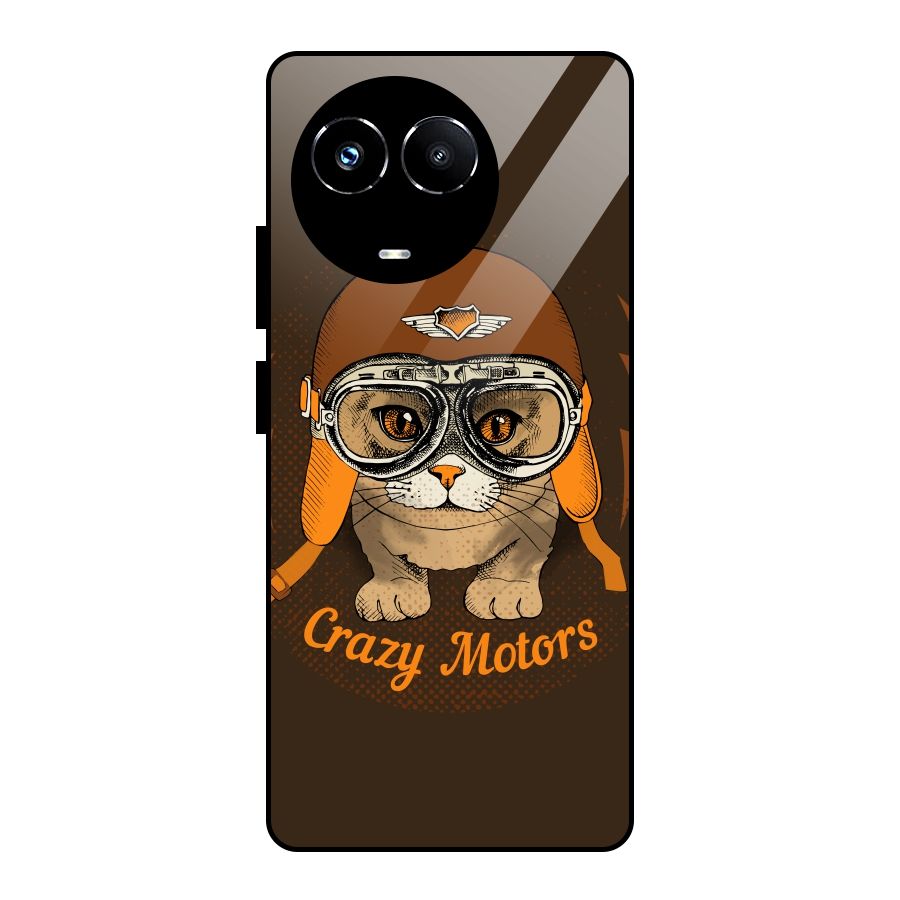 Crazy cat Glass Back Case for Realme Narzo 60X