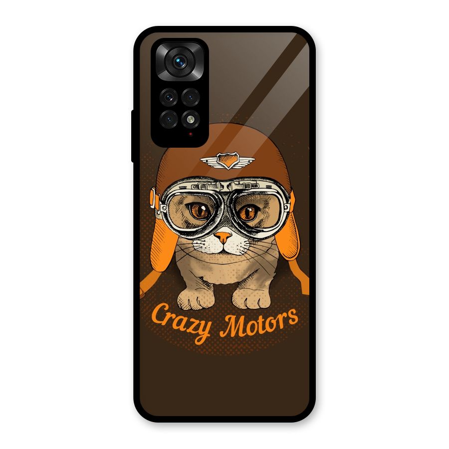 Crazy cat Glass Back Case for Redmi Note 11S
