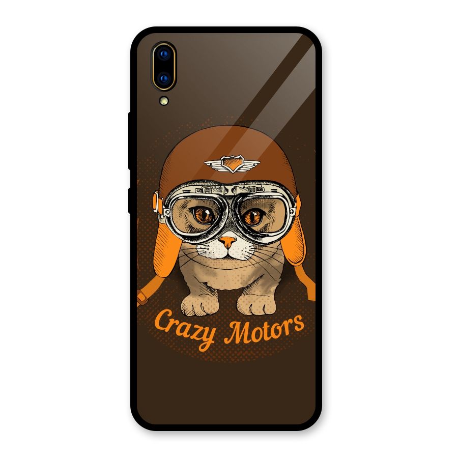 Crazy cat Glass Back Case for Vivo V11 Pro