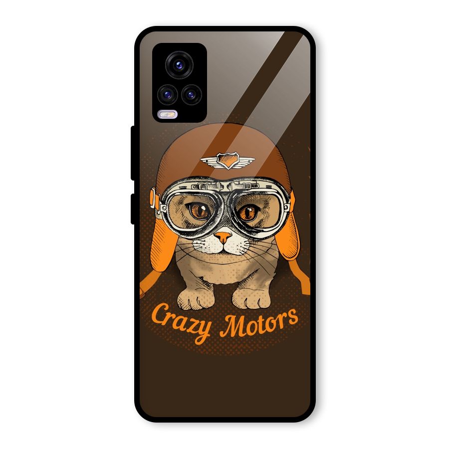 Crazy cat Glass Back Case for Vivo V20 2021