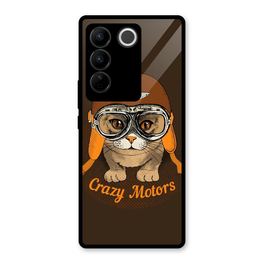 Crazy cat Glass Back Case for Vivo V27