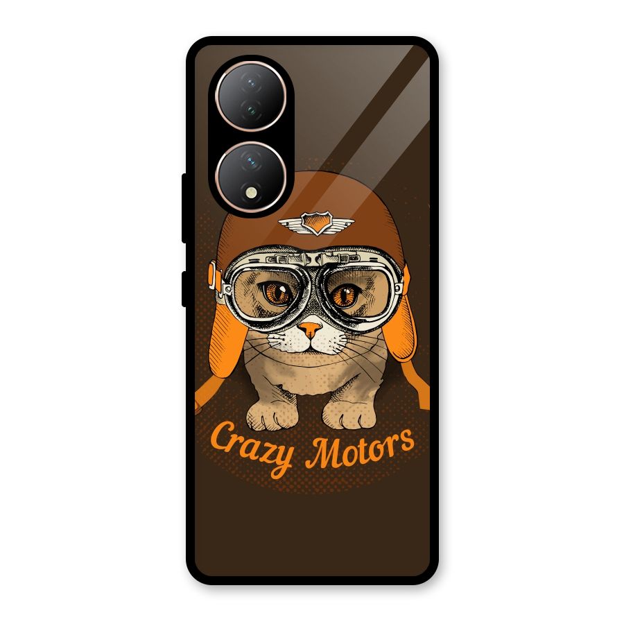 Crazy cat Glass Back Case for Vivo Y100A