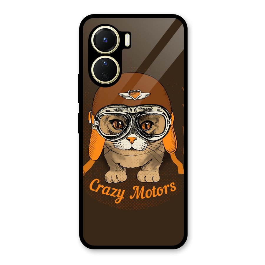 Crazy cat Glass Back Case for Vivo Y56