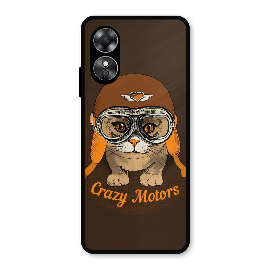 Crazy cat Metal Back Case for Oppo A17