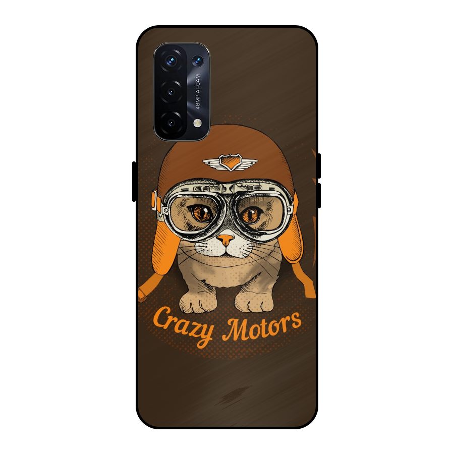 Crazy cat Metal Back Case for Oppo A74 5G