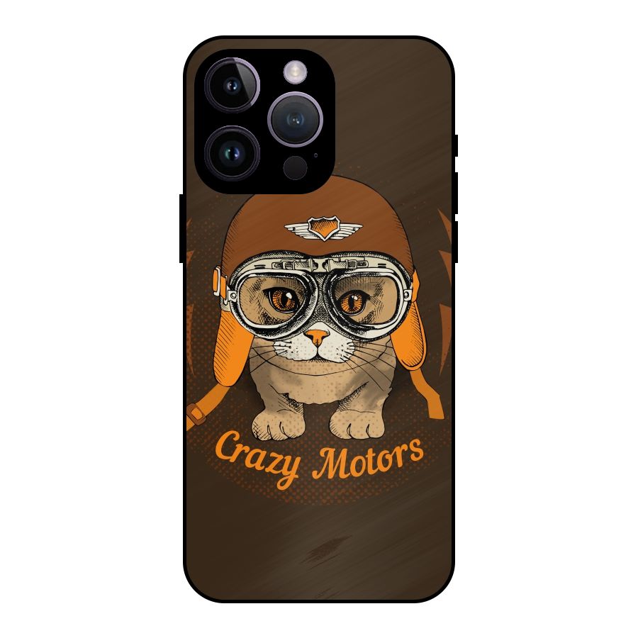 Crazy cat Metal Back Case for iPhone 14 Pro Max