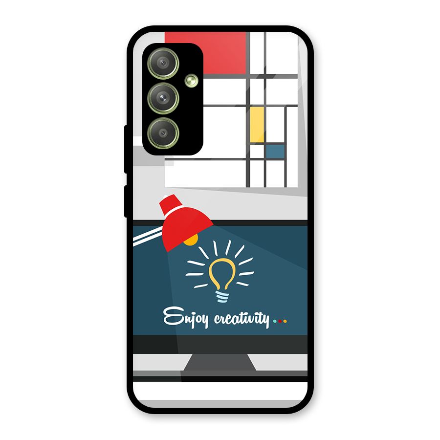 Creative Workspace Design Glass Back Case for Galaxy A54