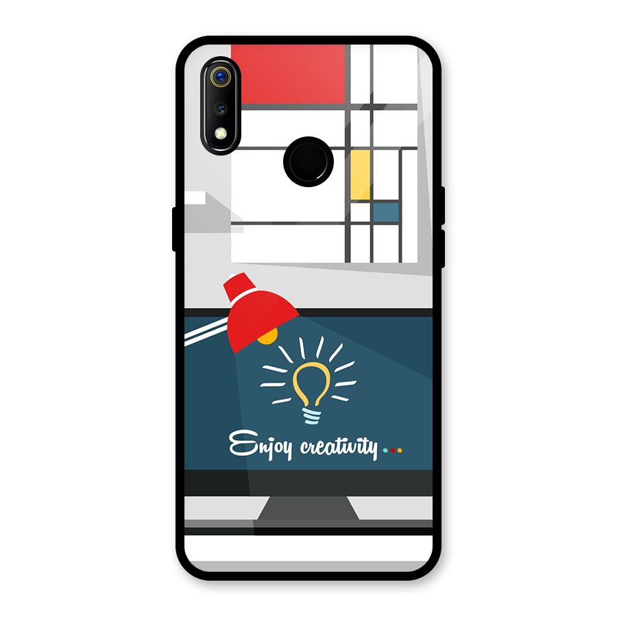 Creative Workspace Design Glass Back Case for Realme 3i