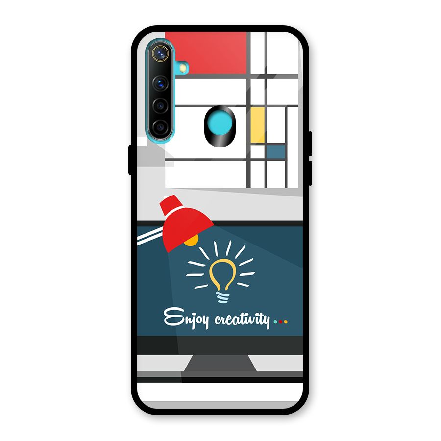 Creative Workspace Design Glass Back Case for Realme 5i