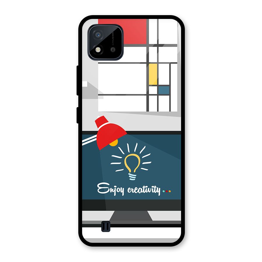 Creative Workspace Design Glass Back Case for Realme C11 2021