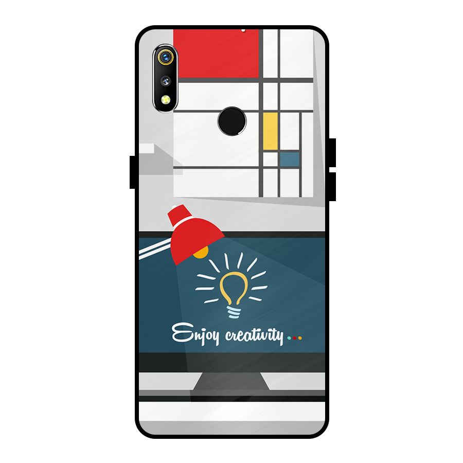 Creative Workspace Design Metal Back Case for Realme 3i