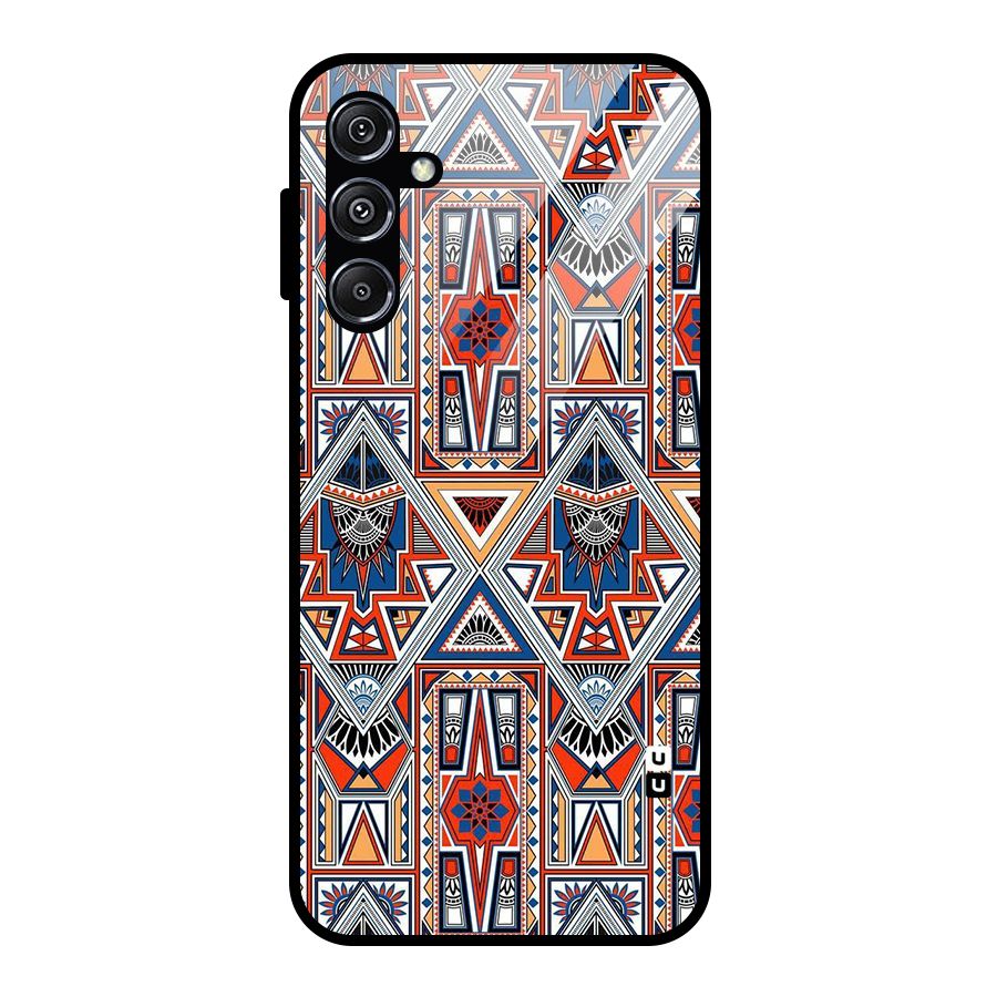 Creative Aztec Art Glass Back Case for Galaxy M34 5G