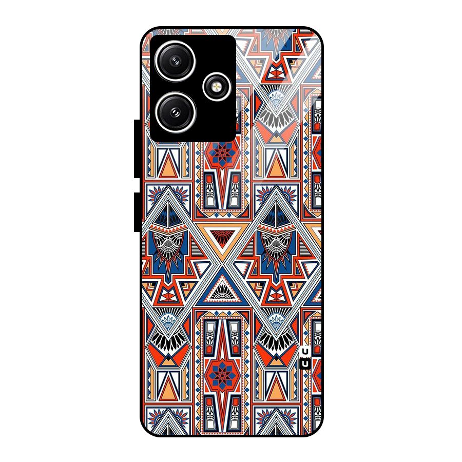 Creative Aztec Art Glass Back Case for Redmi 12 5G