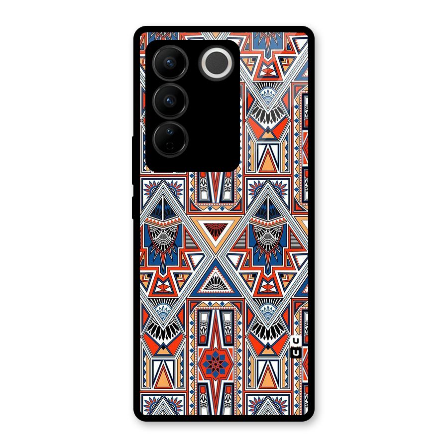 Creative Aztec Art Glass Back Case for Vivo V27