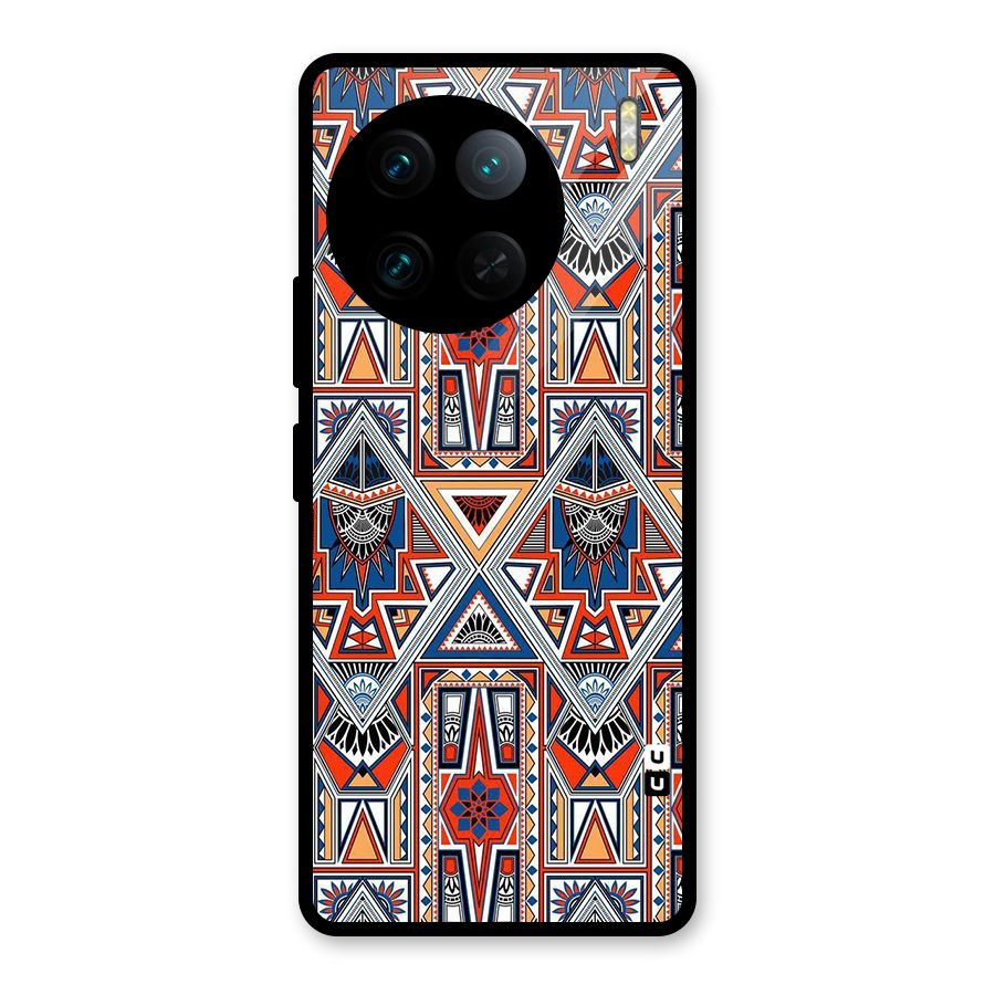 Creative Aztec Art Glass Back Case for Vivo X90 Pro