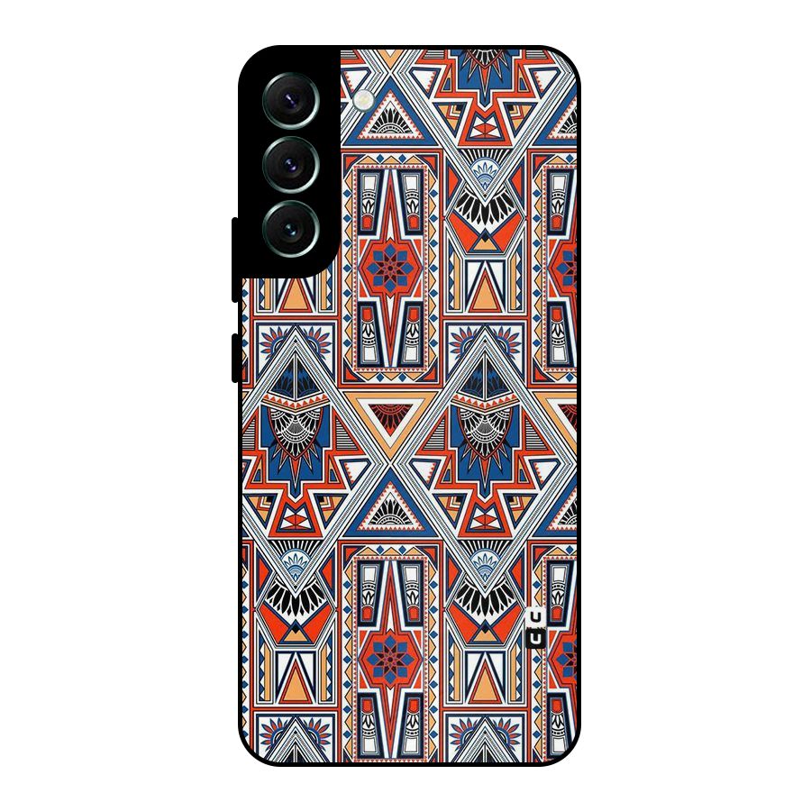 Creative Aztec Art Metal Back Case for Galaxy S22 Plus 5G