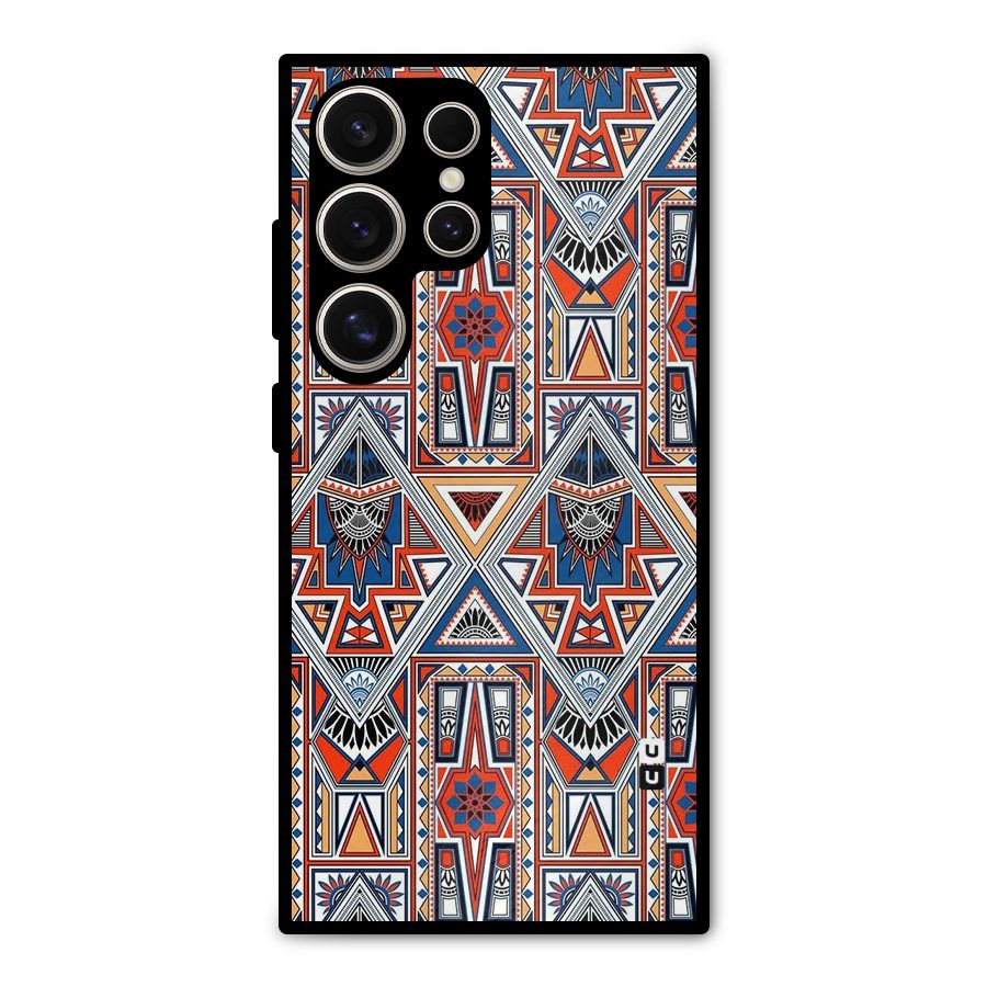 Creative Aztec Art Metal Back Case for Galaxy S24 Ultra