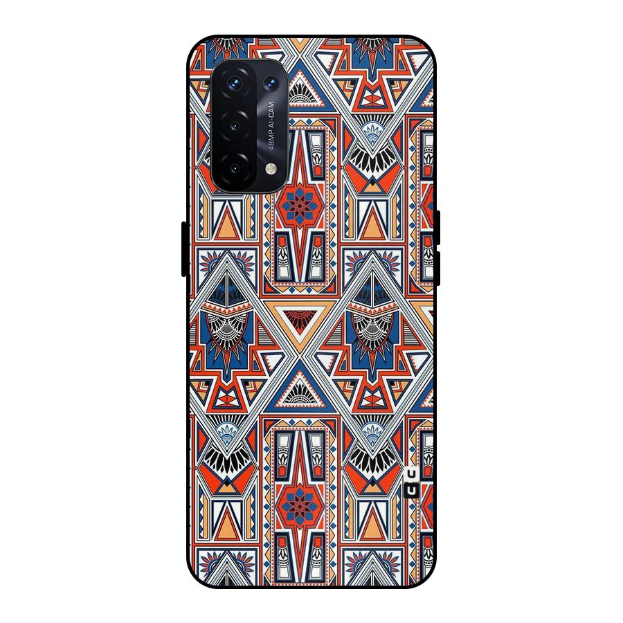 Creative Aztec Art Metal Back Case for Oppo A74 5G