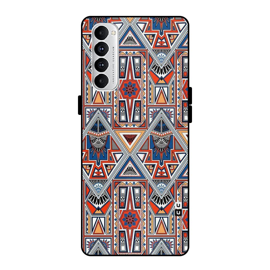 Creative Aztec Art Metal Back Case for Oppo Reno4 Pro