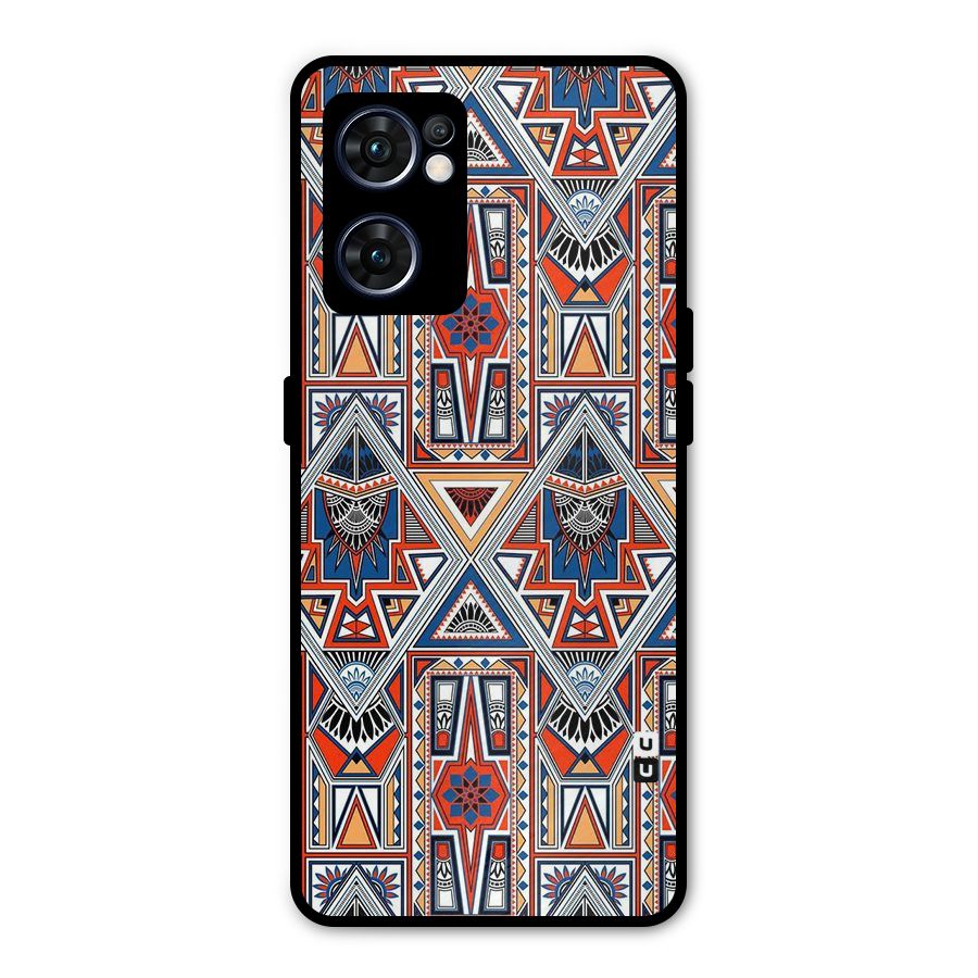Creative Aztec Art Metal Back Case for Oppo Reno7 5G