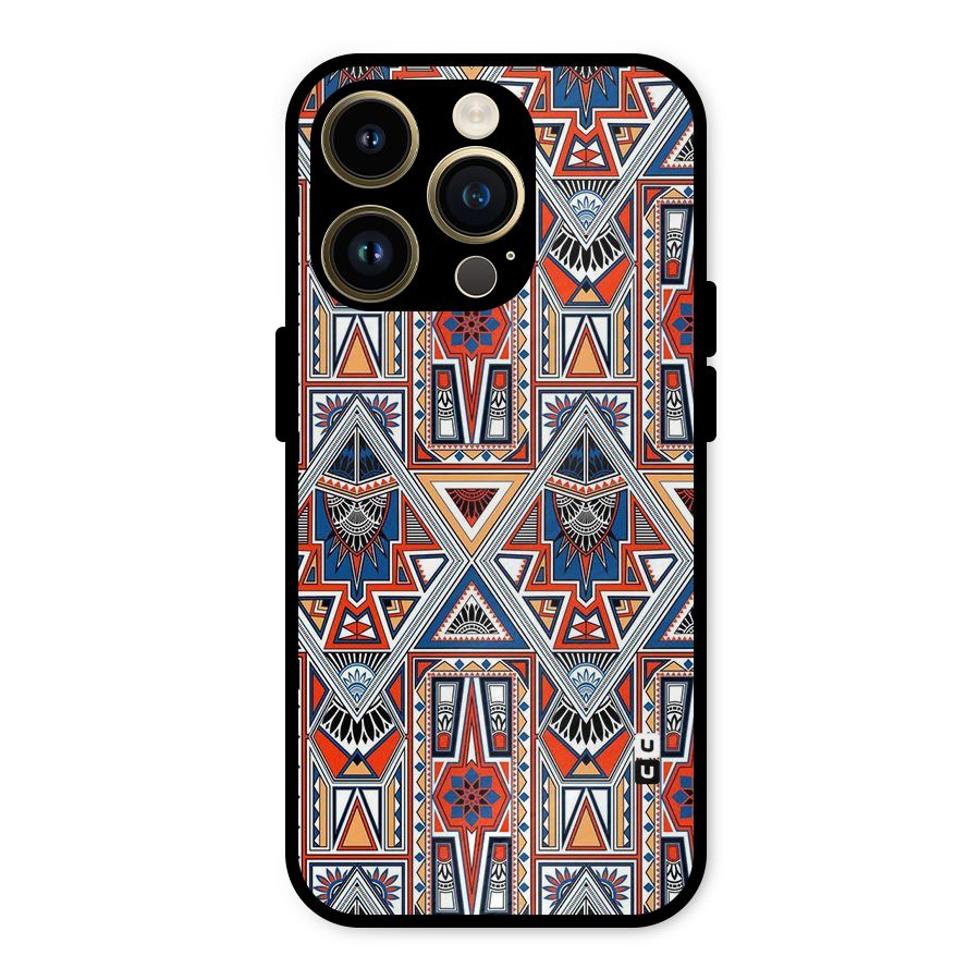 Creative Aztec Art Metal Back Case for iPhone 14 Pro