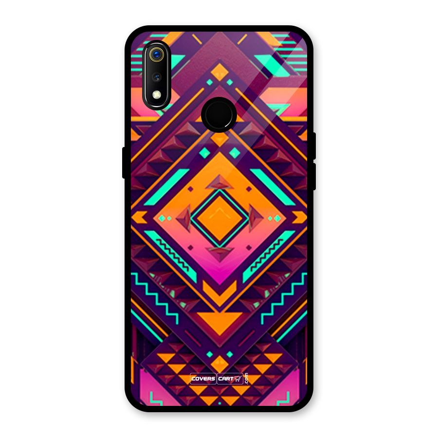 Creative Rhombus Glass Back Case for Realme 3