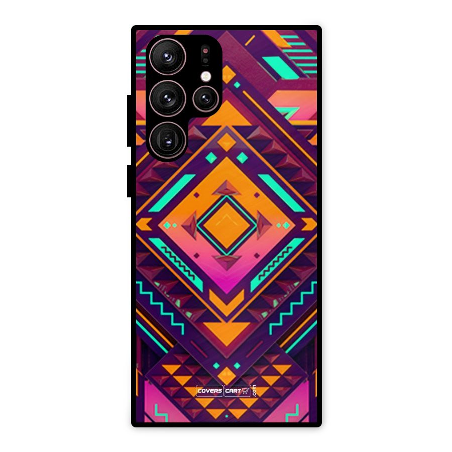 Creative Rhombus Metal Back Case for Galaxy S22 Ultra 5G