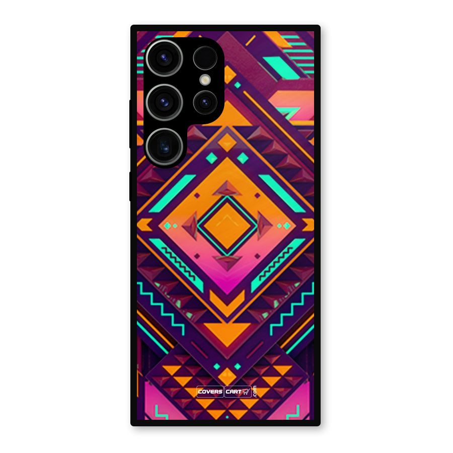 Creative Rhombus Metal Back Case for Galaxy S23 Ultra