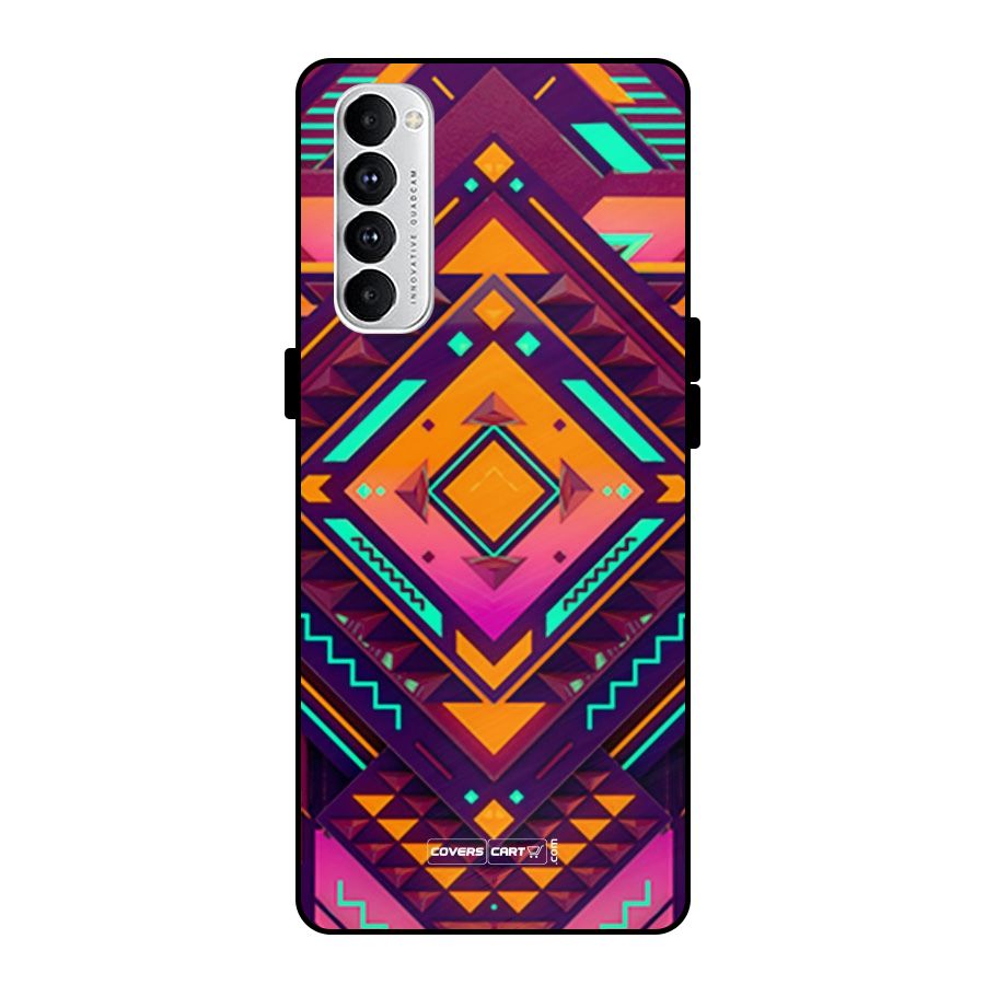 Creative Rhombus Metal Back Case for Oppo Reno4 Pro