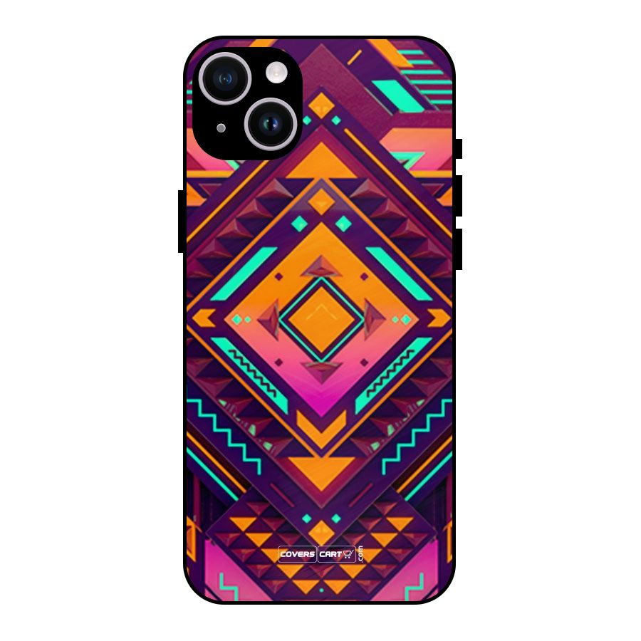 Creative Rhombus Metal Back Case for iPhone 14 Plus