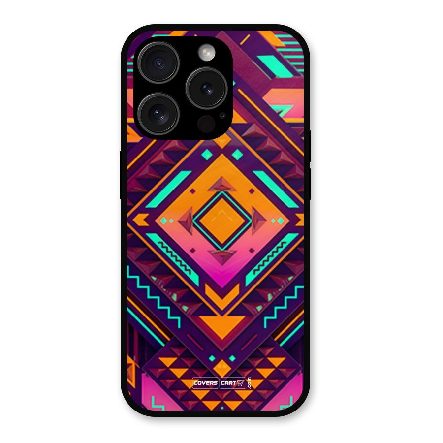 Creative Rhombus Metal Back Case for iPhone 15 Pro