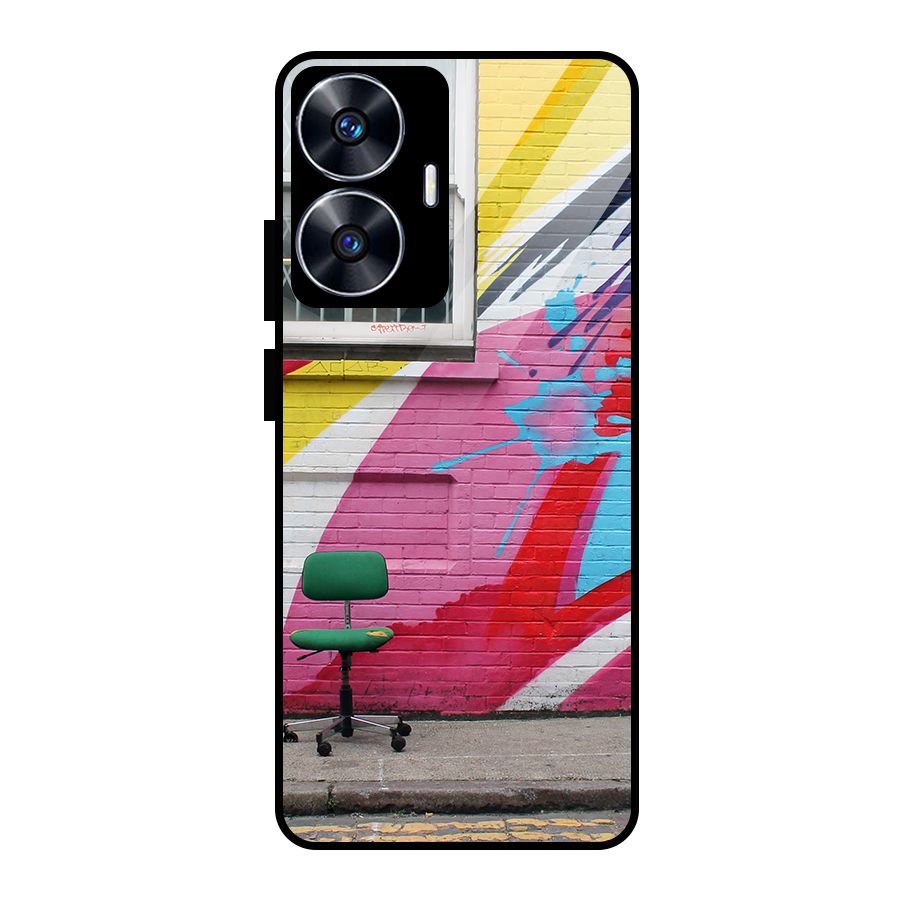 Creative Wall Art Glass Back Case for Realme Narzo N55