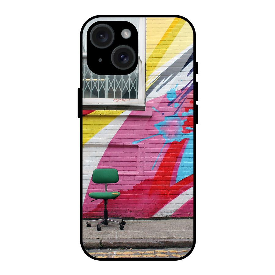 Creative Wall Art Glass Back Case for iPhone 15